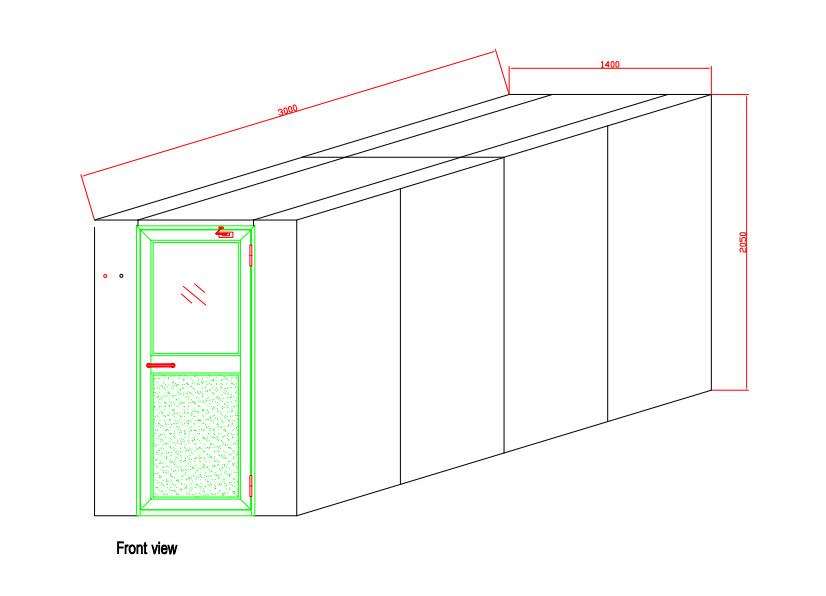 Depth 3000mm Air Shower Cleanroom With Manual Doors For Six People