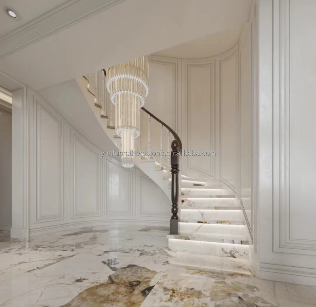 Glossy Anti Slip Artificial Stone Stairs Tiles for Indoor Straight Stair Modern Design