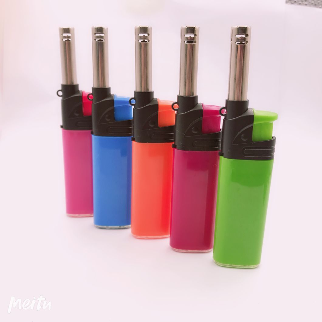 Factory Plastic Lighter Gun Butane Gas Torch Fire Cool ISO 9994 Refillable Electric Lighter Custom Candle BBQ Lighter