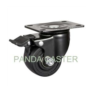Quality Black Low Profile Swivel Casters And Wheels 65mm With Double Brake wholesale