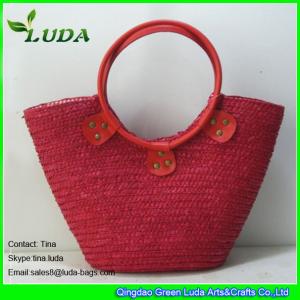 Quality LUDA red handbag straw beach bag wheat straw resuable shopping bags wholesale