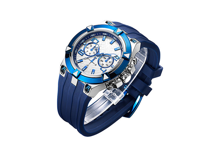 Sports Stainless Steel Waterproof Watch Plastic Dial Bezel For Man Silicone Strap