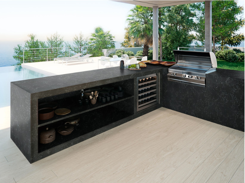 20MM Black Artificial Quartz Stone For Quartz Kitchen Vanity top