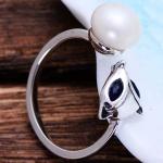 Fox Style Retro Vintage Silver Pearl Ring (057559)