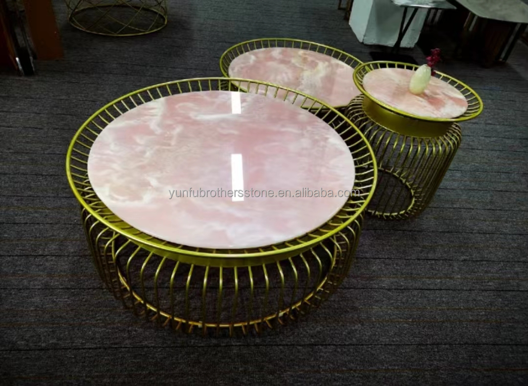 Natural Stone Backlit Pink Onyx Translucent Stone Slab for Modern Table and Batutub