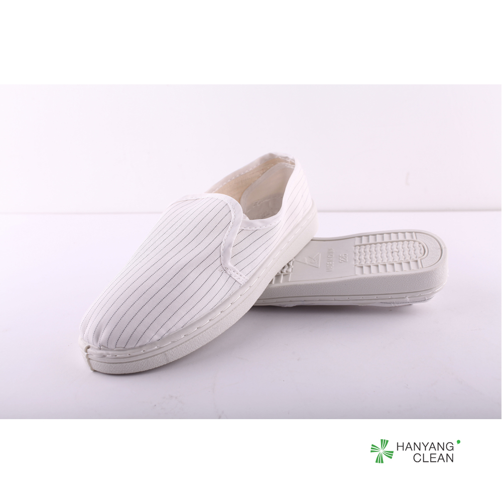 Factory cleanroom stripe canvas PVC outsole shoe breathable esd antistatic workshop shoes