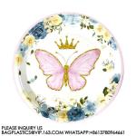 Birthday Party Decoration Festival Tableware Paper Plates Cups Purple Butterfly