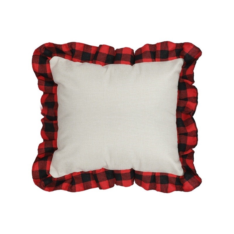 Double Sided Sublimation Pillow Case Blanks Printed Plaid Cotton Linen Sublimation Pillow Cover