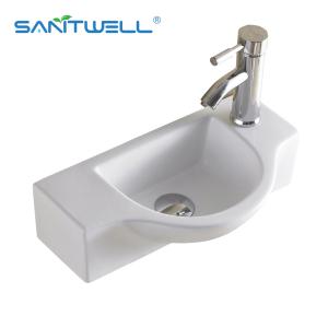Quality China Above Counter basin Bathroom Vessel Sink Round Ceramic Basin Wall Mounted Sink AB8316 wholesale