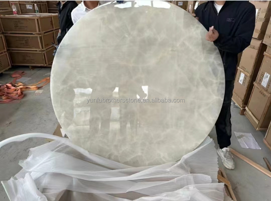 Modern Ice Jade Snow White Ice Onyx Stone Translucent Cristallo Quartzite Marble Slab
