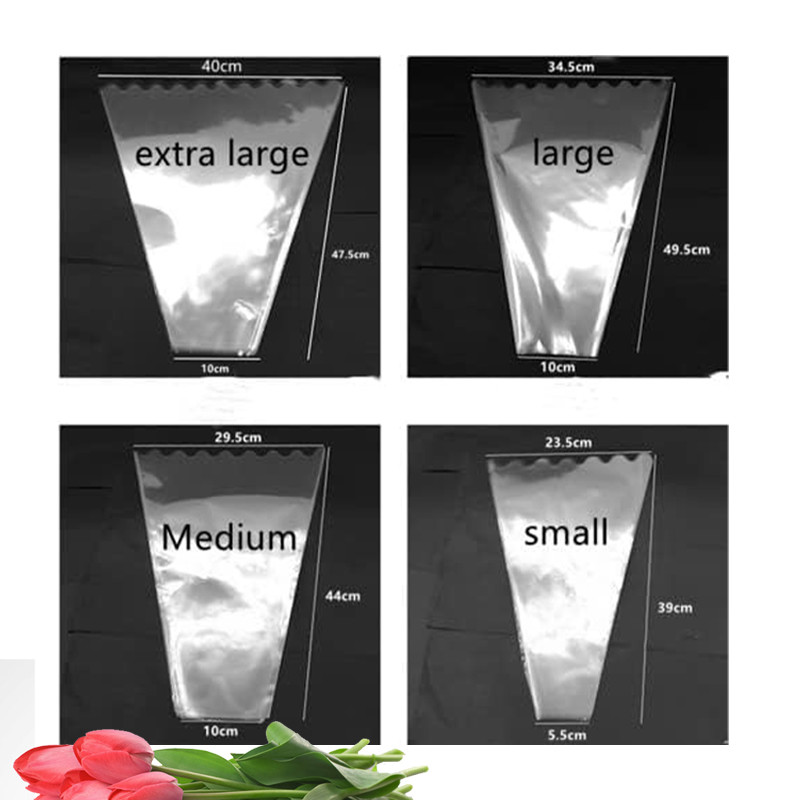 V Shaped Bopp Reusable Needle Perforated Fresh Cut Flower Bouquet Sleeves Bags