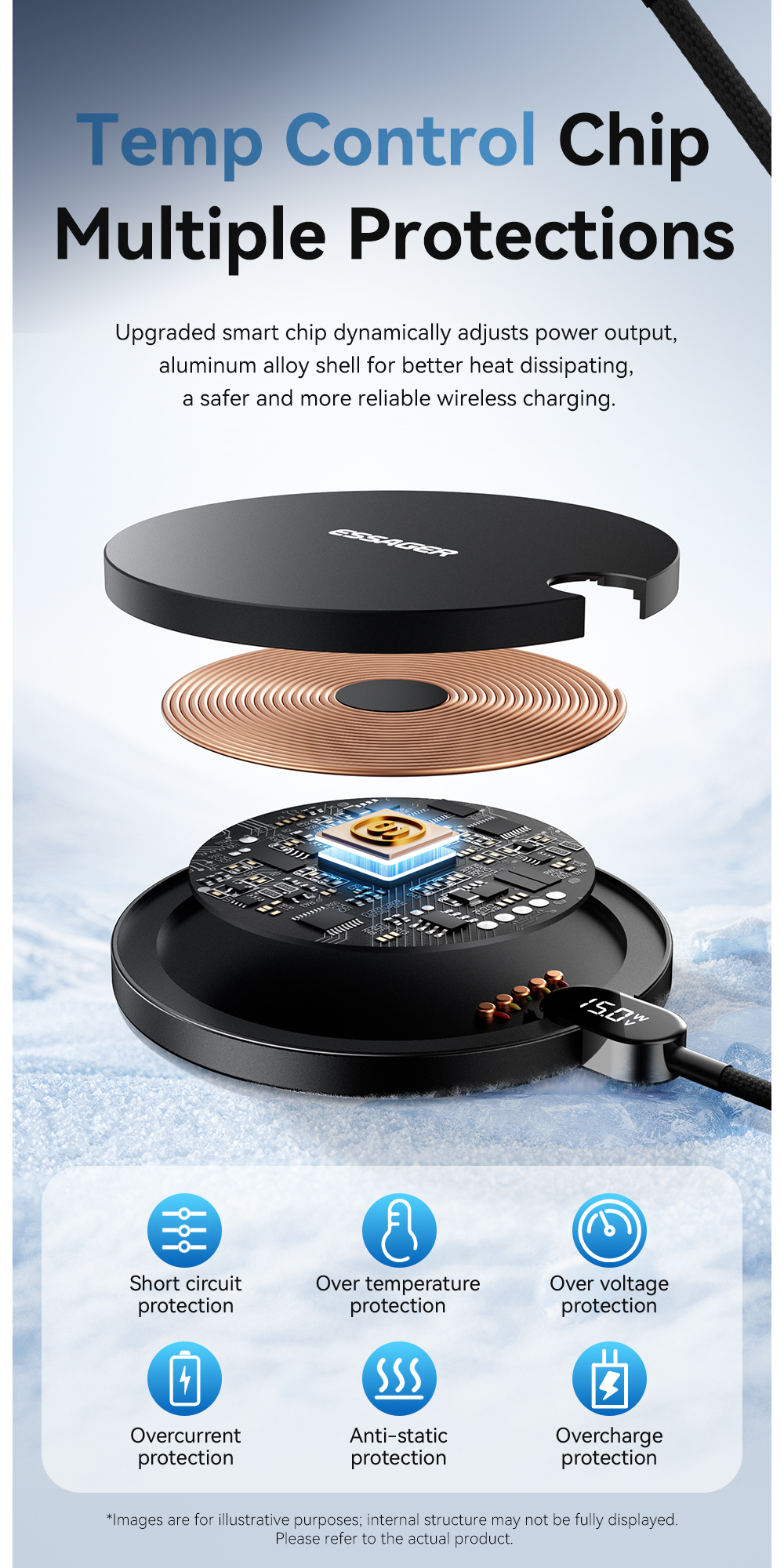ESSAGER ES-WC15 Series 15W Charger for Android Magnetic Wireless Charger
