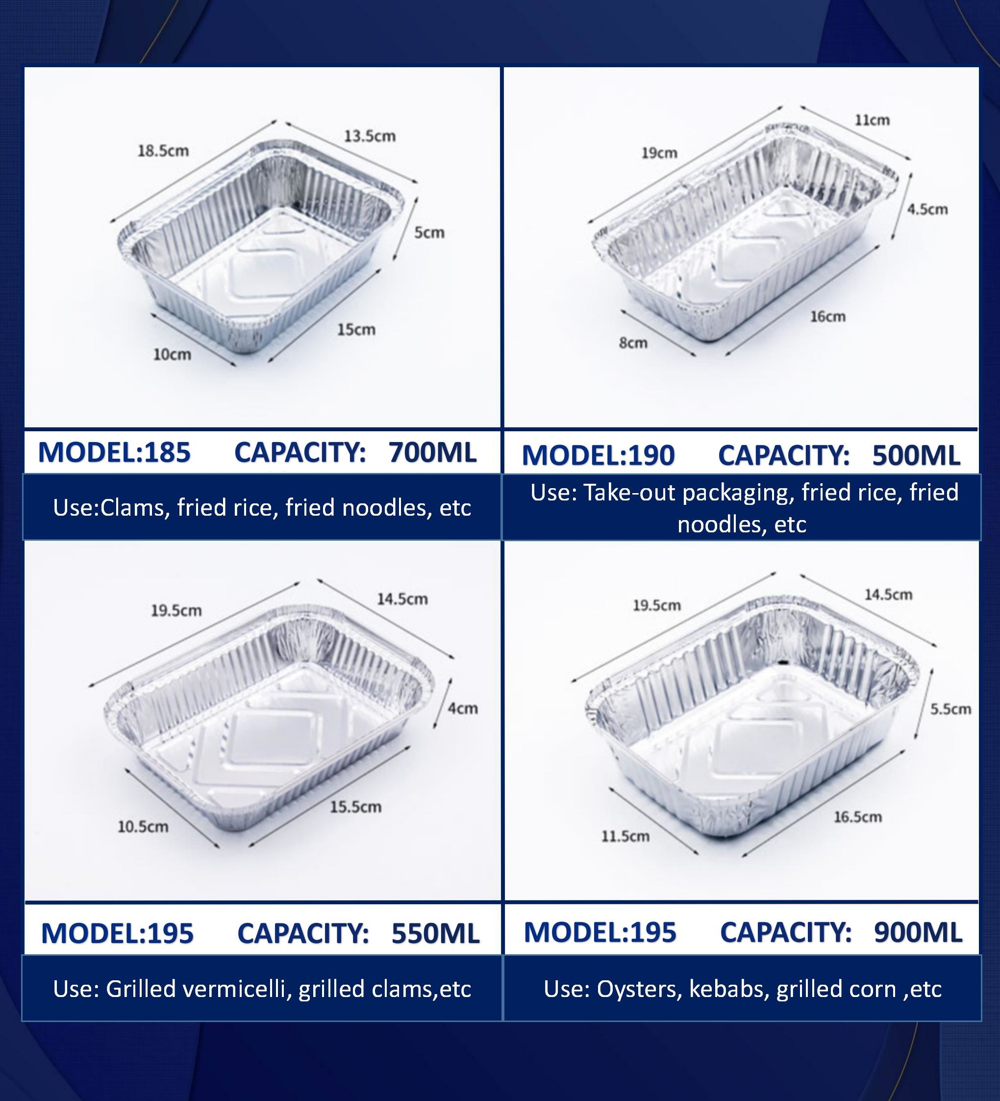 8 Inch Foil Lunch Box Container With Cover 215*175*43mm Manufacturer BBQ Takeout Food Container