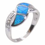 High Quality Natural Greek Blue Opal Stone Engagement Ring for Gifts With 925