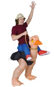 Quality Ostrich Adult Inflatable Costumes , Blue Pink Inflatable Dinosaur Suit wholesale