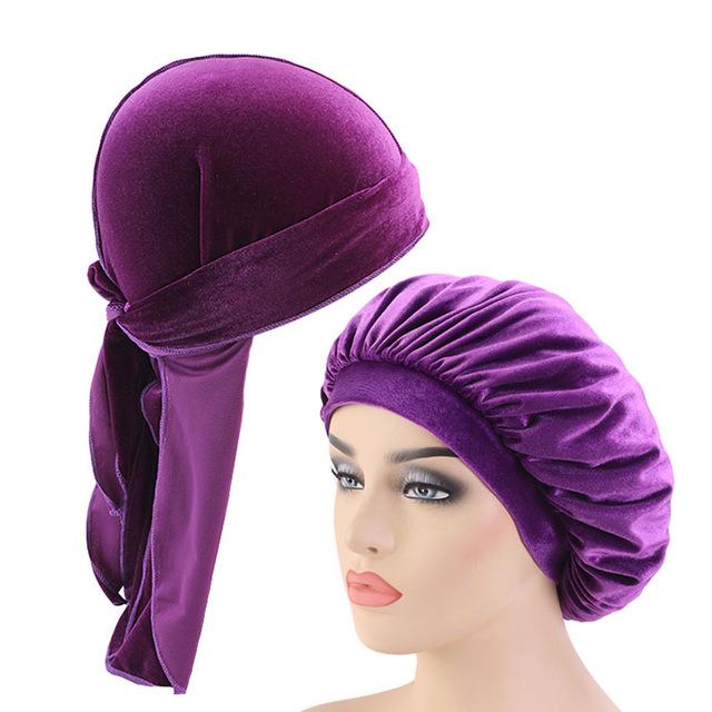 Velvet Durags And Bonnets Set For Sleeping Daily Custom Printed Bonnets