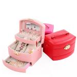Free sample Lockable Leather Jewelry Case Organizer Box PU leather jewelry