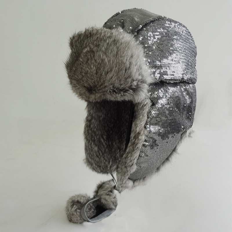 Plain Customized Animal Fur Hats , Plush Style Shearling Sheepskin Hat