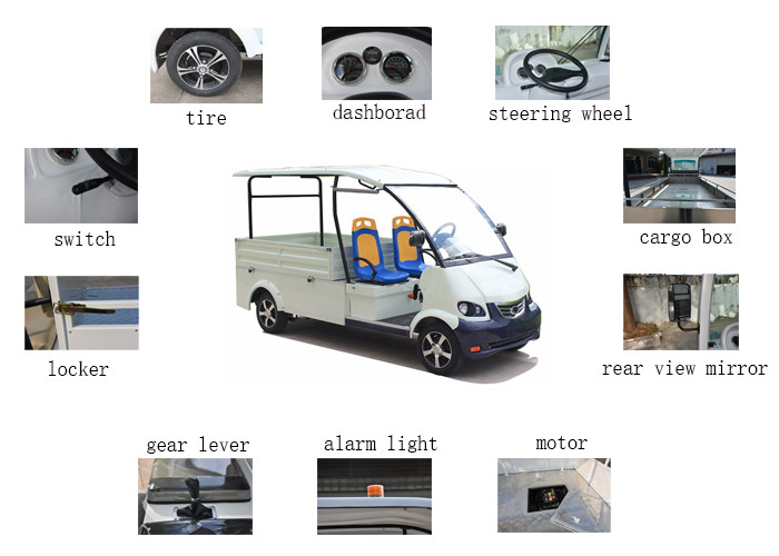 Free Maintenance Battery Powered Electric Cargo Van , Electric Utility Truck With 2 Seats