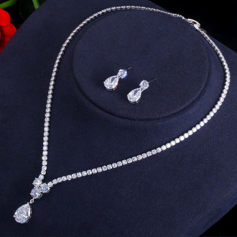 CZ Stones Jewelry Sets Necklace Bracele Earring Ring Jewelry Sets For Women Earrings Necklace Wedding Jewelry Sets