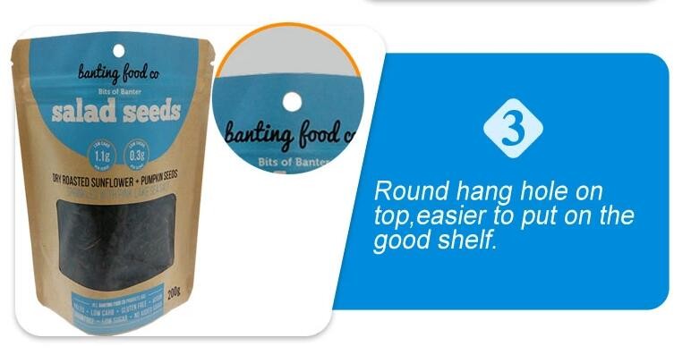 Wholesale Biodegradable Zipper Brown Kraft Paper Bags Tea/Food Packaging Stand Up Paper k Bag