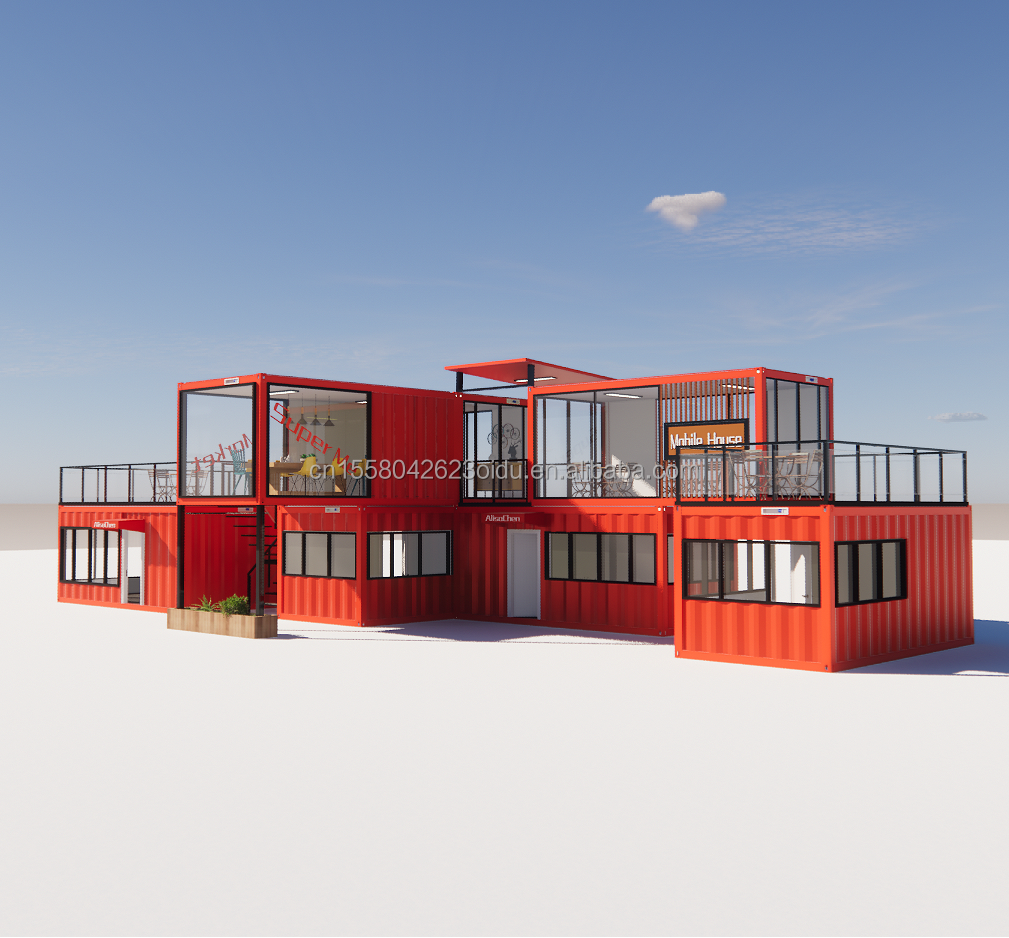 Prefab Modular 3 Bedroom House Galvanized Steel Square Tubes 20ft or 40ft Ready-Made Tiny Cabin Kit Set