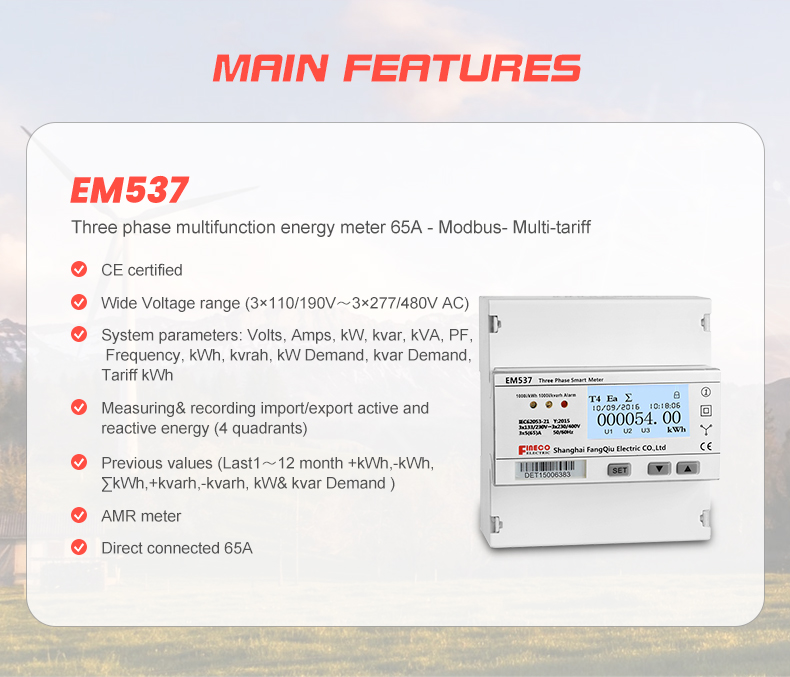 CE Certified 65A Direct Metering Internal Switch Power Electric Meter Counter 90*104.5*60