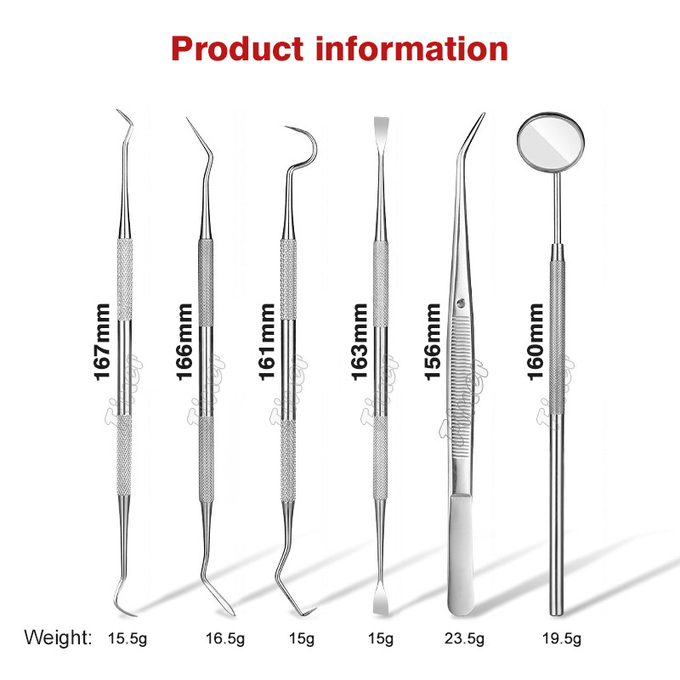 6pcs Orthodontic Dental Instruments Teeth Cleaning Oral Care Dental Tools Kit