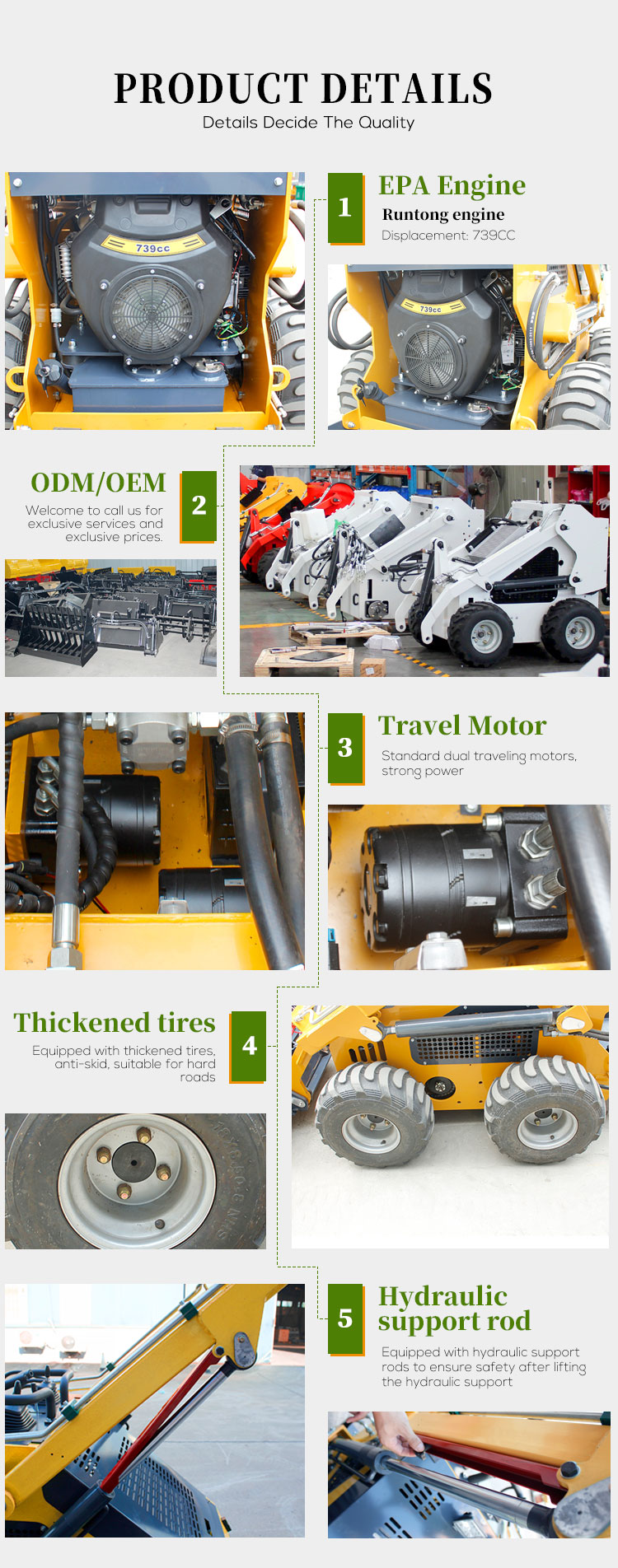 Customized Color EPA Diesel/Gasoline Mini Skid Steer Loader with Briggs Stratton Engine