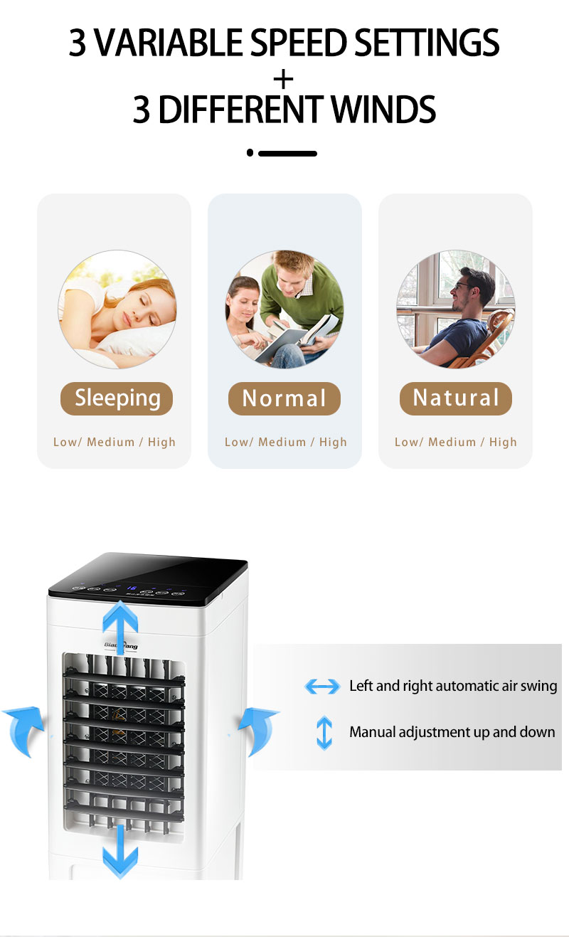 Cold Air Water Mist Square Home Tower Fan Intelligent Remote Control Cooling Fan