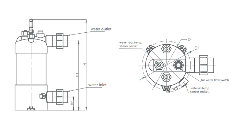 Custom Evaporator / Condenser Heat Exchanger With Welded Titanium Tube