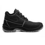 Black Genuine Leather Safety Shoes Steel Toe Work Boots Construction