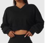 Small Quantity Clothing Factory Women'S V Neck Long Sleeve Sweatshirt Casual