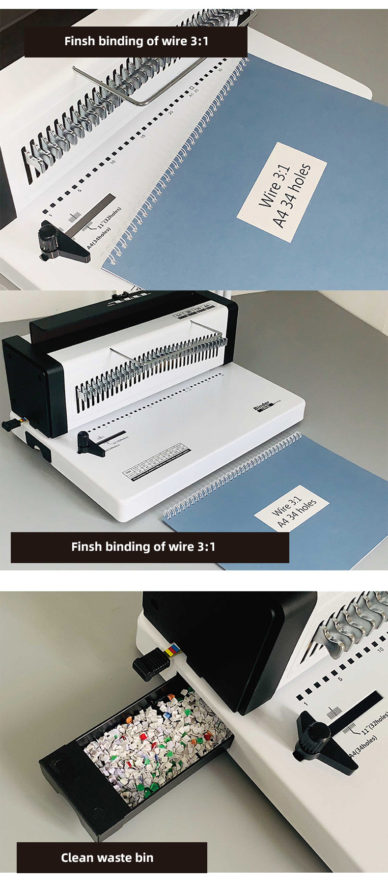 Manual Operation 34 Hole Double Wire Notebook Binding Punching Machine