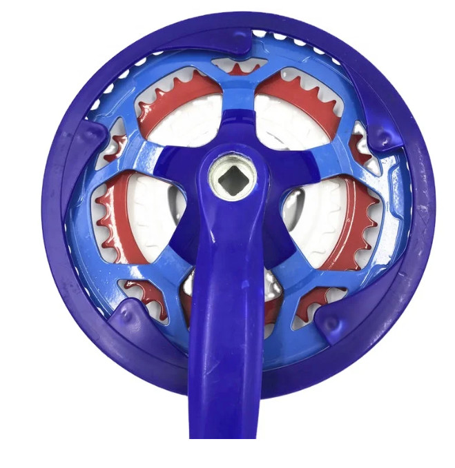 Blue color Mountain Bicycle chain wheel and crank 28 38 48 T 165 MM.