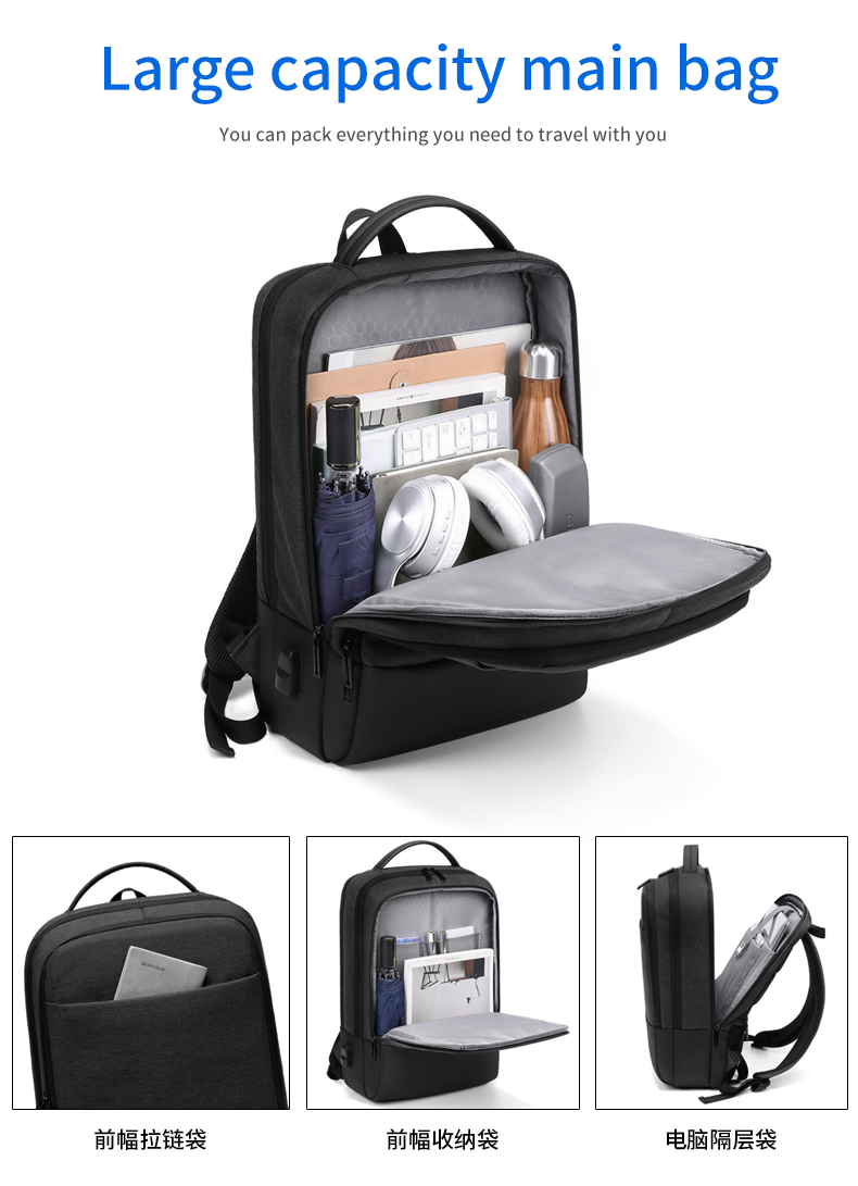 Factory wholesale waterproof USB Charging bagpack Notebook Laptop Back pack leisure travel USB Backpack bag school backpack