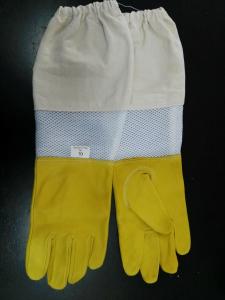 Quality Yellow Sheepskin Gloves For Beekeeping With White Ventilated Wrist White Cloth Sleeve wholesale