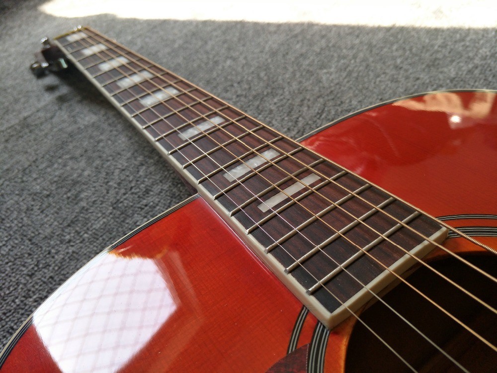 Left hand Acoustic guitar Cherry Sunburst hummingbird Acoustic Guitar+Factory customization