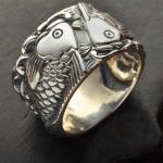 Sterling Silver Women's Men's Band Ring Thai Vintage Fish Style 925 Siver Ring