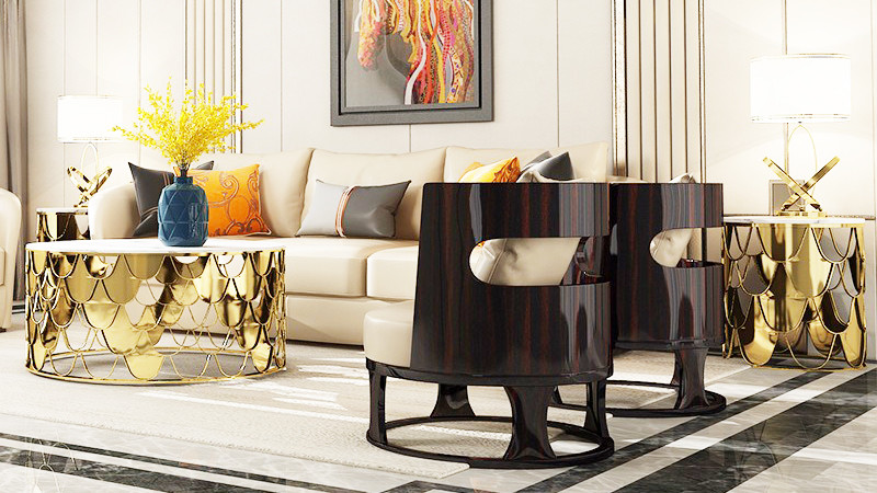 Apartment Circular Glass Top Coffee Side Table Combination