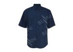 Men's 100% Cotton Twill Custom Work Shirts Short Sleeve Dark Blue Chest Pockets