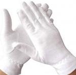 Ceremony Breathable White Cotton Gloves With Wristband For Cosmetic Barber Shop