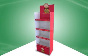 Quality Red Four Shelf Cardboard Free Standing Display Units PP Lamination for Snack wholesale