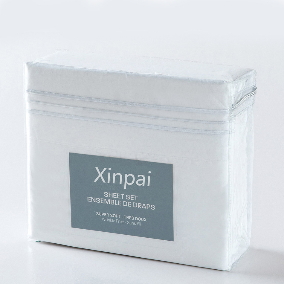 Cheapest Bed Sheet 200TC 100% Polyester Microfiber Three Lines Embroidery Set from Xinpai