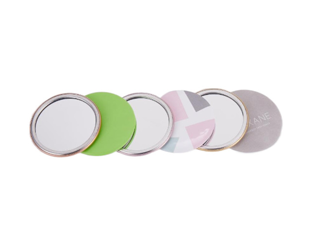 ABS Glass Makeup Mirror Foldable 11mm Round Compact Mirror Logo PU Leather