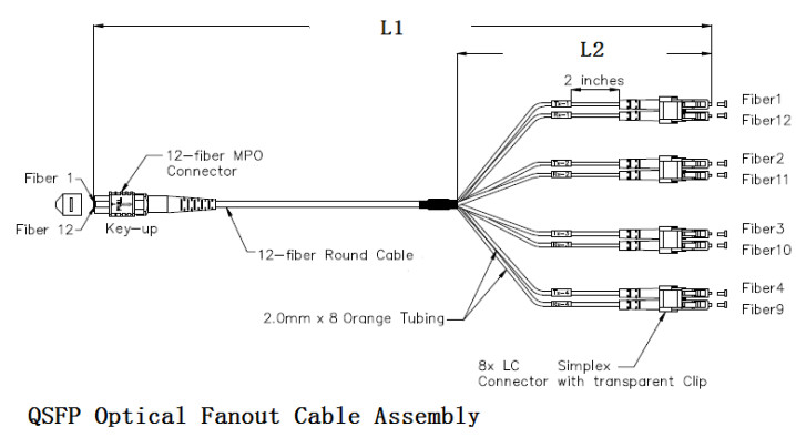 Purple FTTB Female Male UPC APC Mpo Fanout Cable