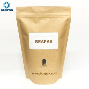 Quality Biodegradable Kraft Paper Coffee Bags 200 Microns Stand Up wholesale