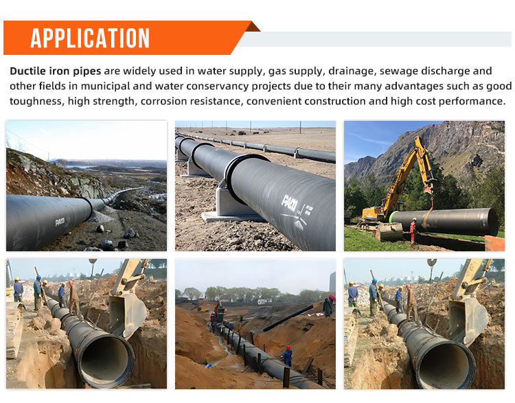 Non Oiled Ductile Iron Pipe Round For Hydraulic Pipe / Agricultural Water Supply