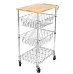 3 Tiers 350mm Depth Wire Grid Basket Movable Shelving , Metal Basket Storage