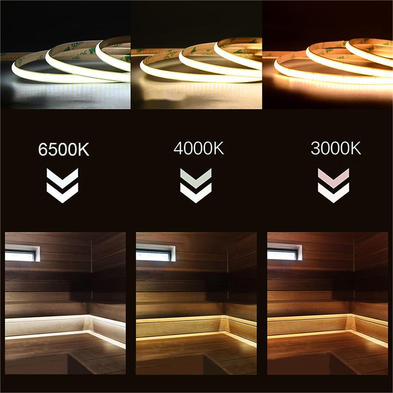 COB LED Strip 12V 1CM Cutting 3MM Ultra Thin Width 5MM 100lm CRI90 3 320LEDs Double PCB